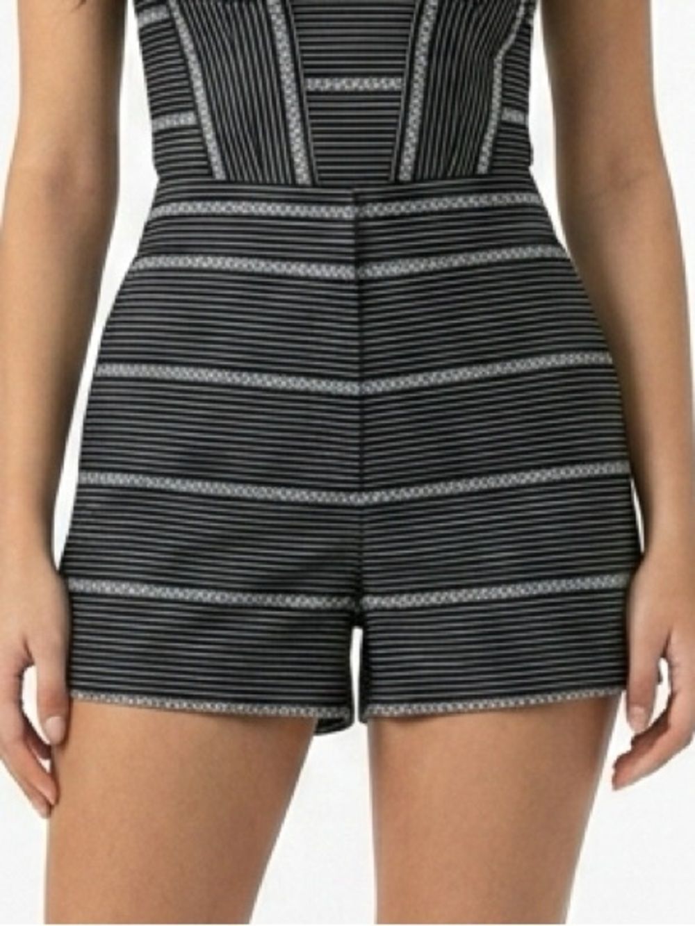 LOFT | Navy Blue & White Stripe Print Side Zip Shorts Women’s Size 2